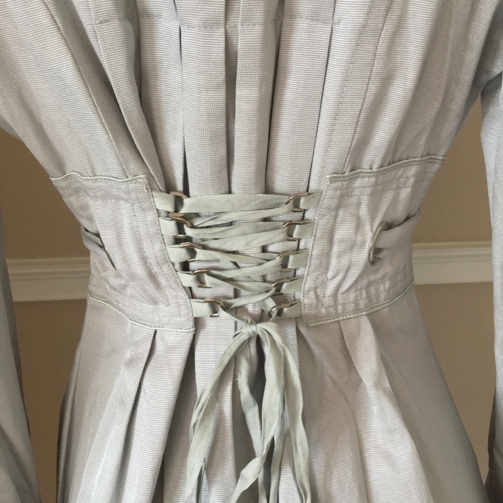  NEW - Gorgeous Silver Trench Coat Dress  - Picture 6 of 7